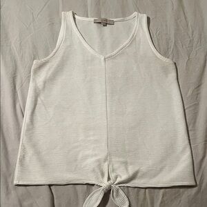 LOFT White Sleeveless Tie-Front Top
